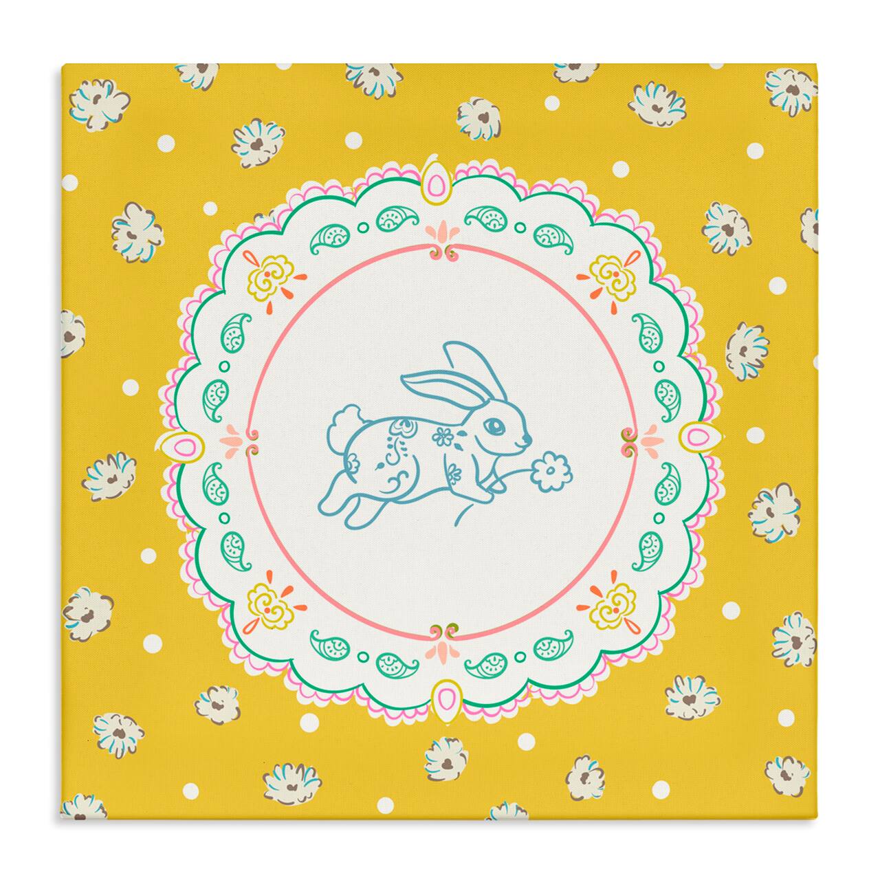 Stupell Industries Yellow Florals Spring Bunny Canvas Wall Art